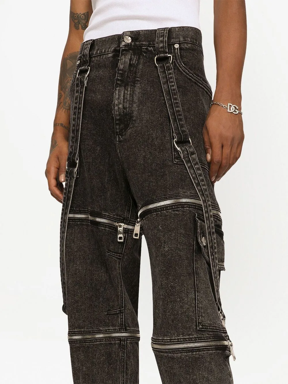 Dolce & Gabbana zip-detailing loose-fit jeans