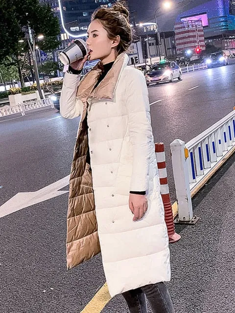 Double Breasted Duck Down Warm Soft Winter Parka Coat