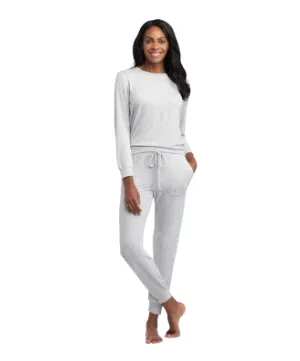 Dream Jersey Crew Neck Lounge Set - Heather Grey