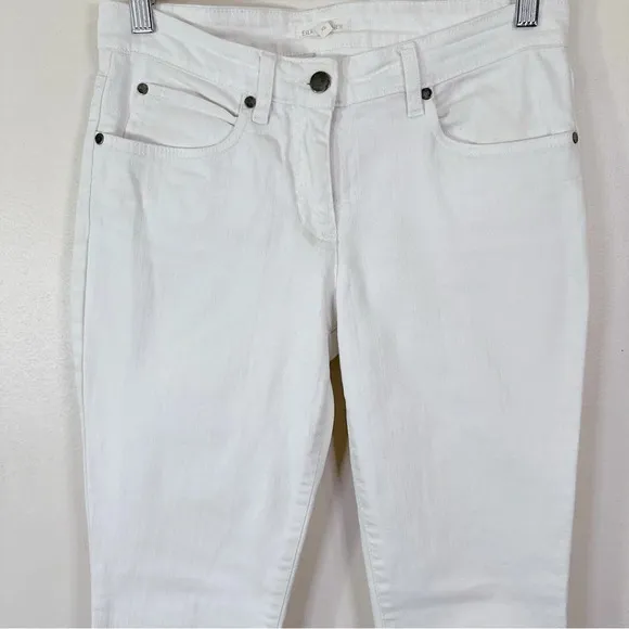 Eileen Fisher Stretch White Slim Ankle Jeans