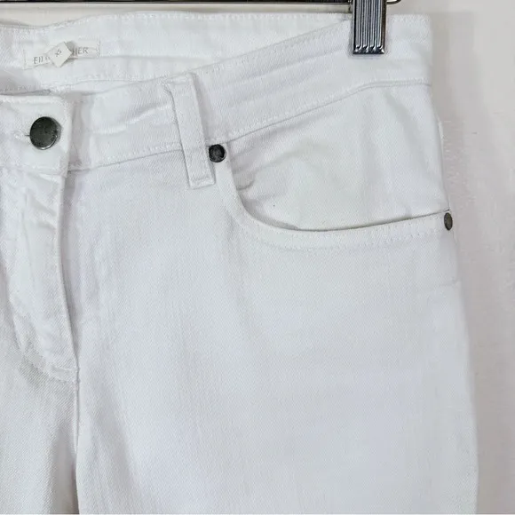 Eileen Fisher Stretch White Slim Ankle Jeans