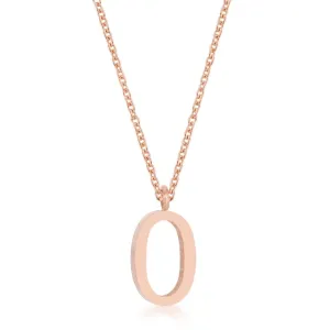 Elaina Rose Gold Stainless Steel O Initial Necklace