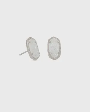 Ellie Stud Earrings Rhodium Iri Drusy