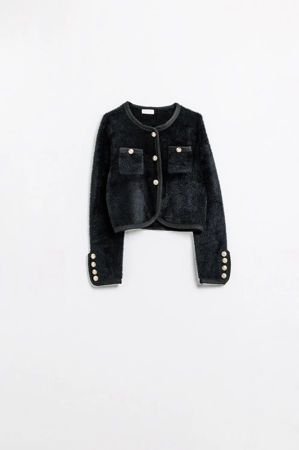 Extra soft fluffy high-quality cardigan in black
