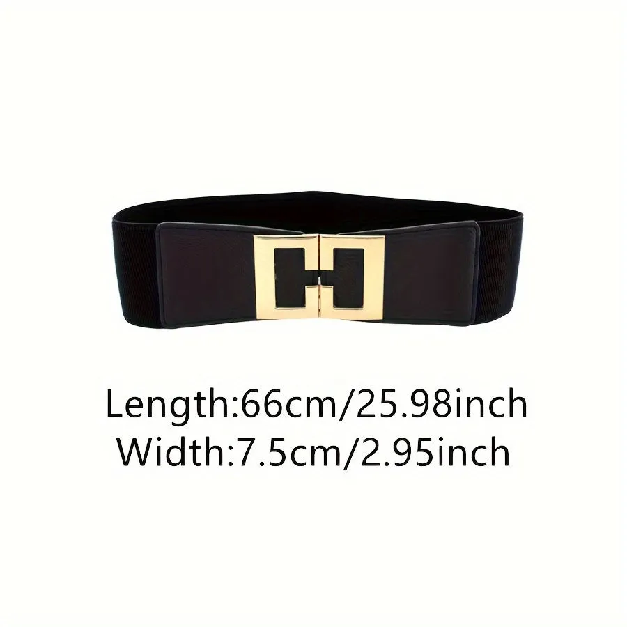 Fashion Geometric Buckle Wide Elastic Belt