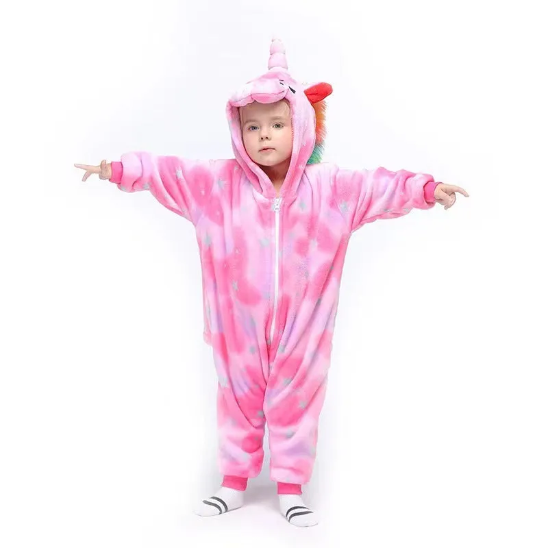 Flannel Children's Animal One-piece Pajamas
