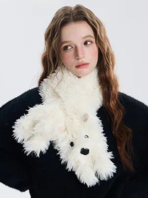 Fluffy Westie Dog Plush Scarf