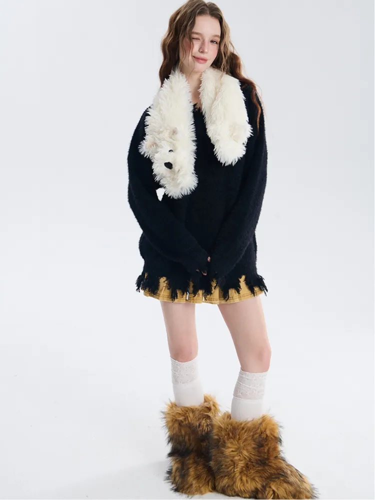 Fluffy Westie Dog Plush Scarf