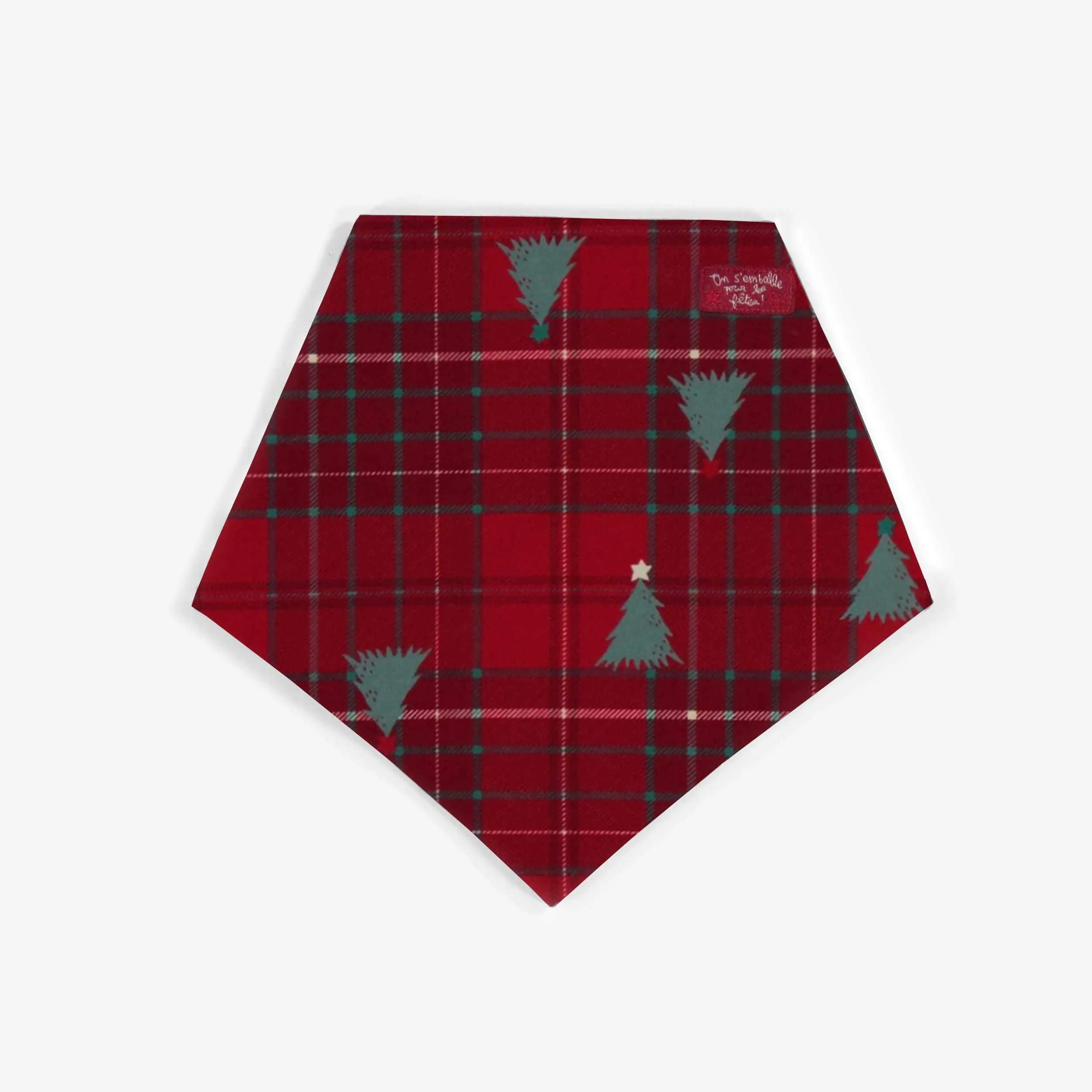 Foulard réversible rouge à motifs festifs pour animaux de compagnie || Red reversible patterned scarf for pets