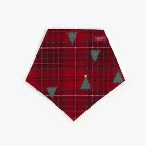 Foulard réversible rouge à motifs festifs pour animaux de compagnie || Red reversible patterned scarf for pets