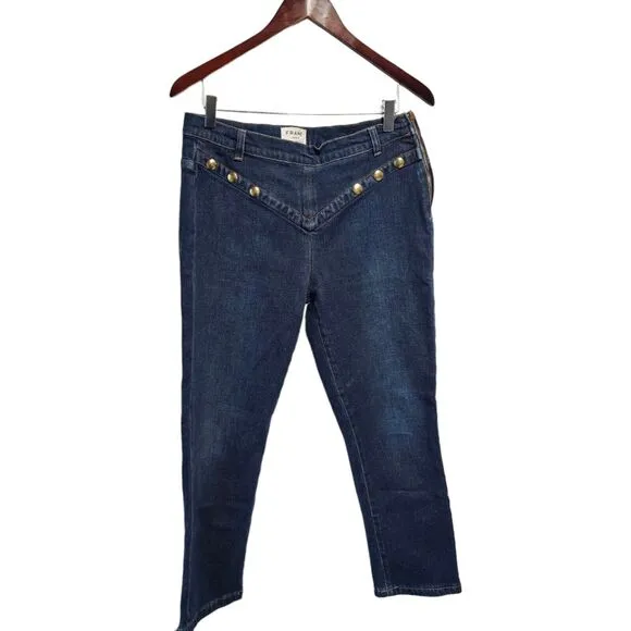 FRAME Le High Jeans  Waist Embellished Stud Waldane Blue Jeans Women's 30