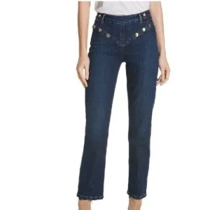 FRAME Le High Jeans  Waist Embellished Stud Waldane Blue Jeans Women's 30