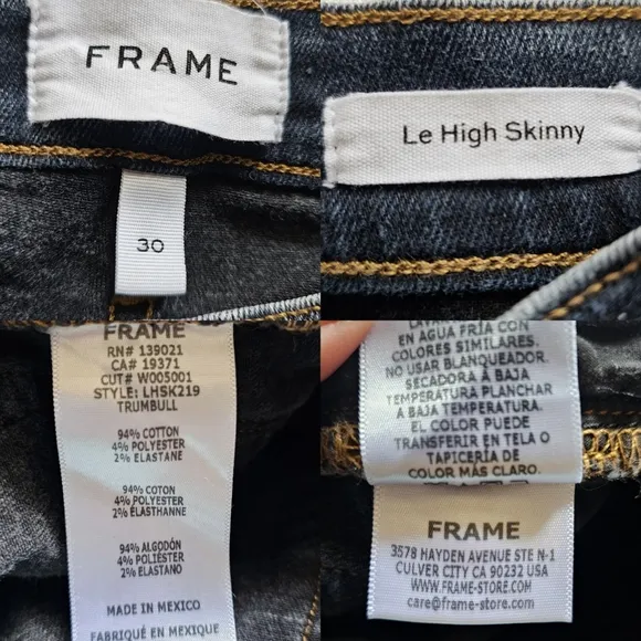 Frame Le High Rise‎ Skinny Jeans Size 30