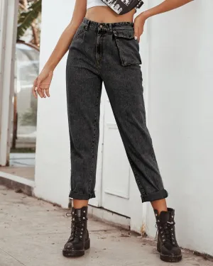 Free People High-Waist Cargo Jeans - black
