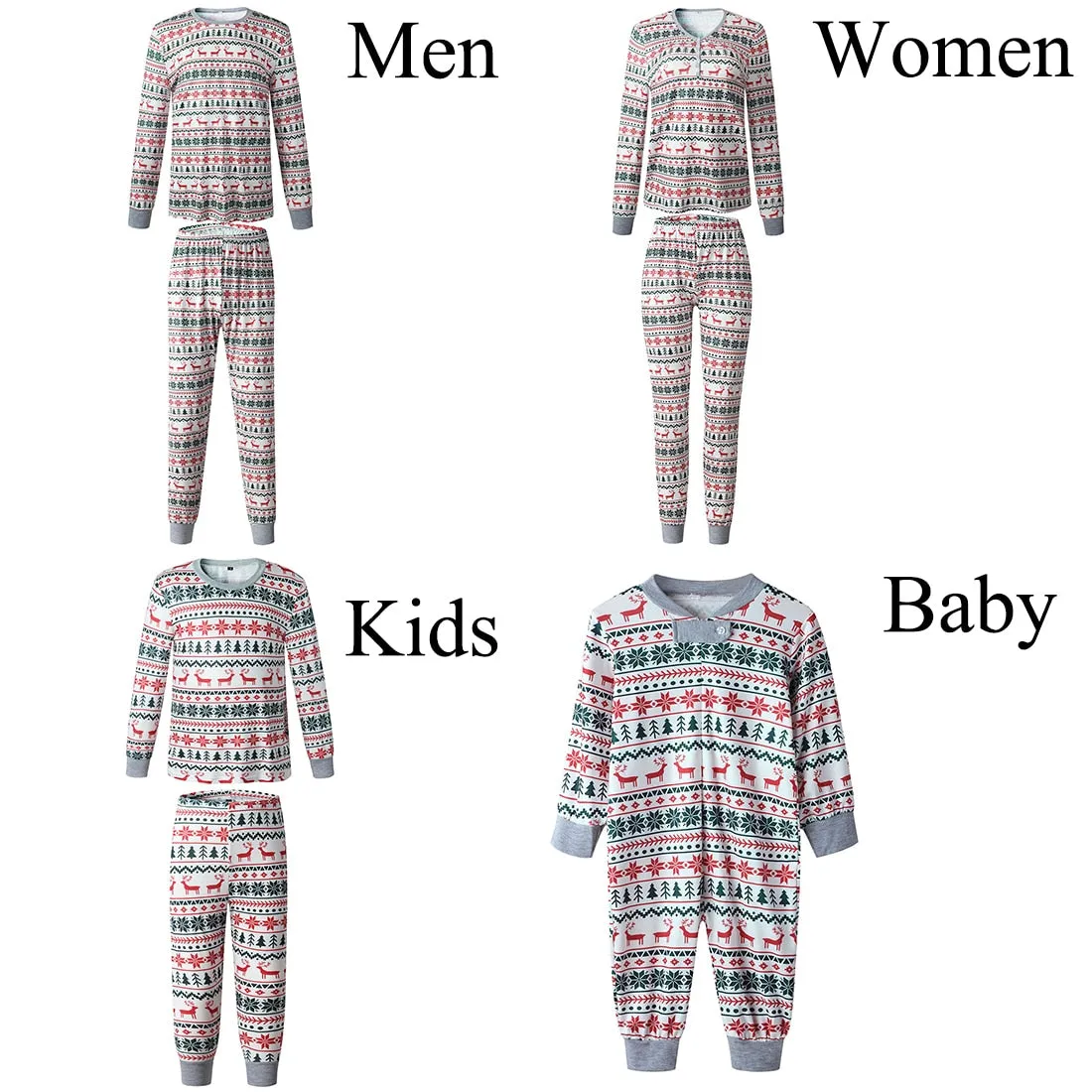 Generations Christmas Elk Round Neck Family Parent-child Soft Two-piece Pajamas