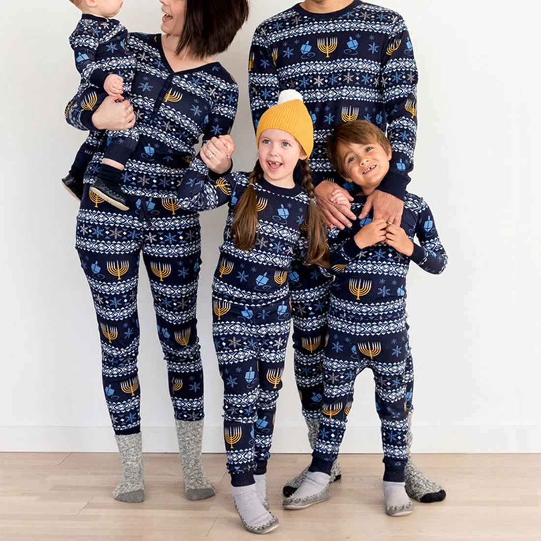 Generations Christmas Elk Round Neck Family Parent-child Soft Two-piece Pajamas