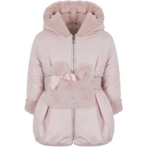 Girls Pink Faux Fur Coat