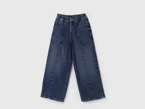 Girl's Solid Wide Leg Jeans