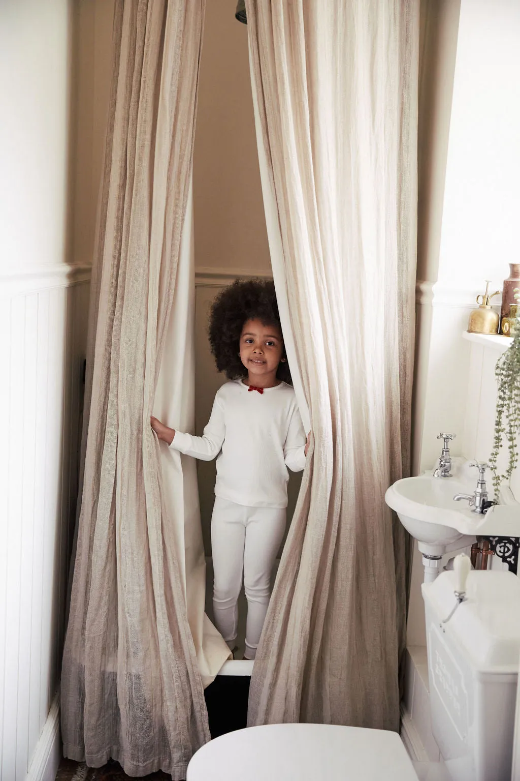girls winter white rib pajama | velvet bow