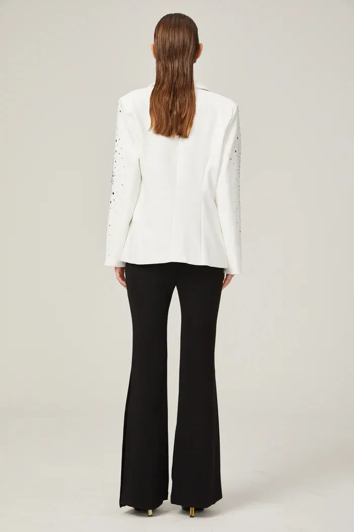 GLADYS WHITE PEAK LAPEL BLAZER WITH BEADINGS