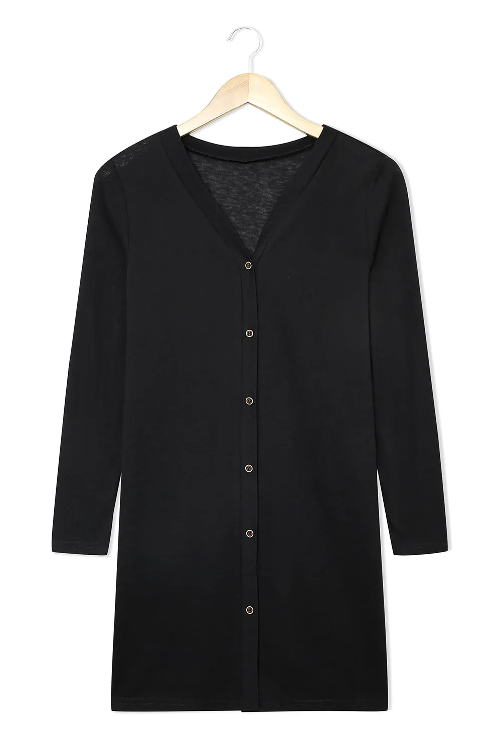 Grey Button Front Lightweight Long Cover Up