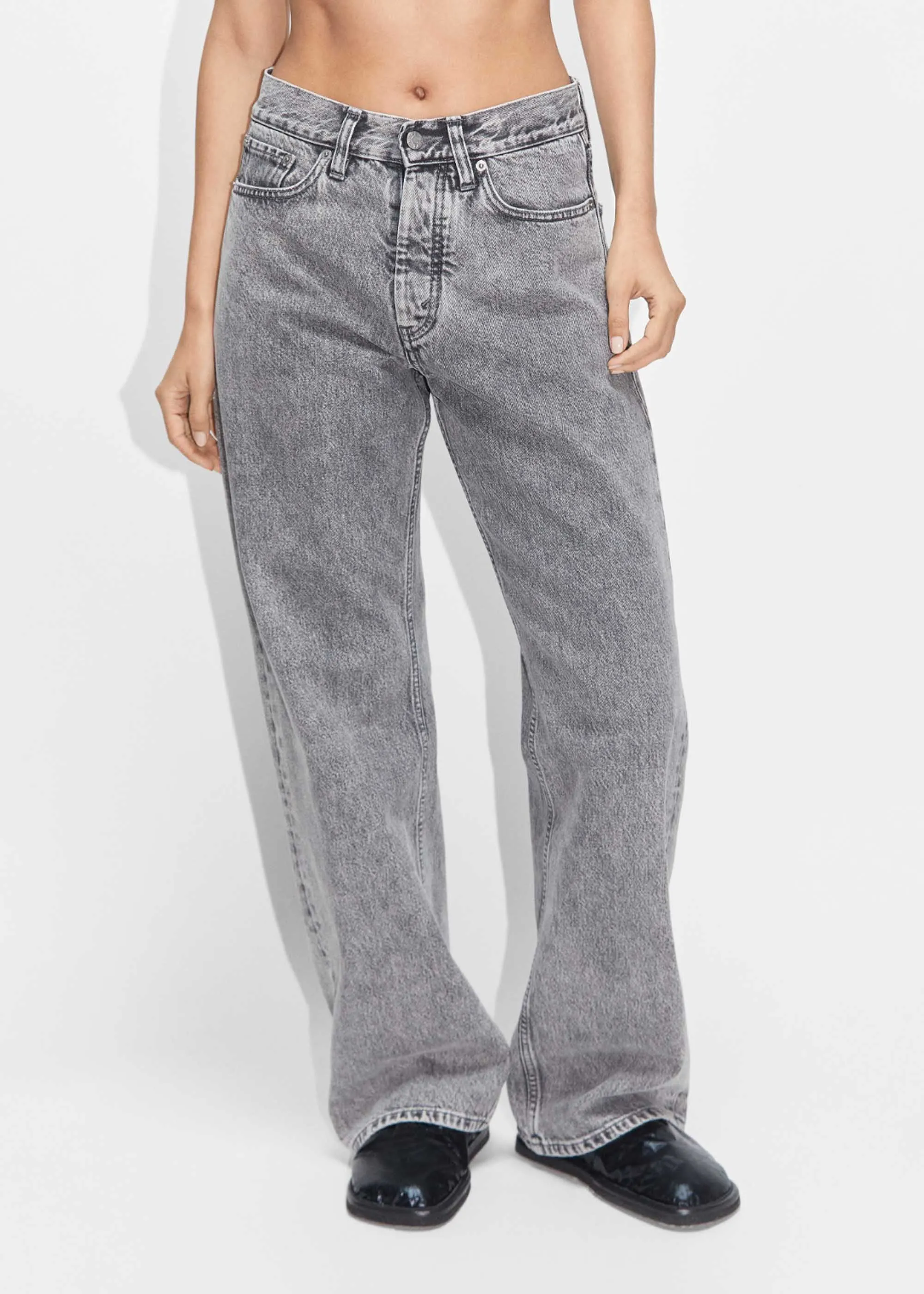 Grey Wide-Leg Jeans