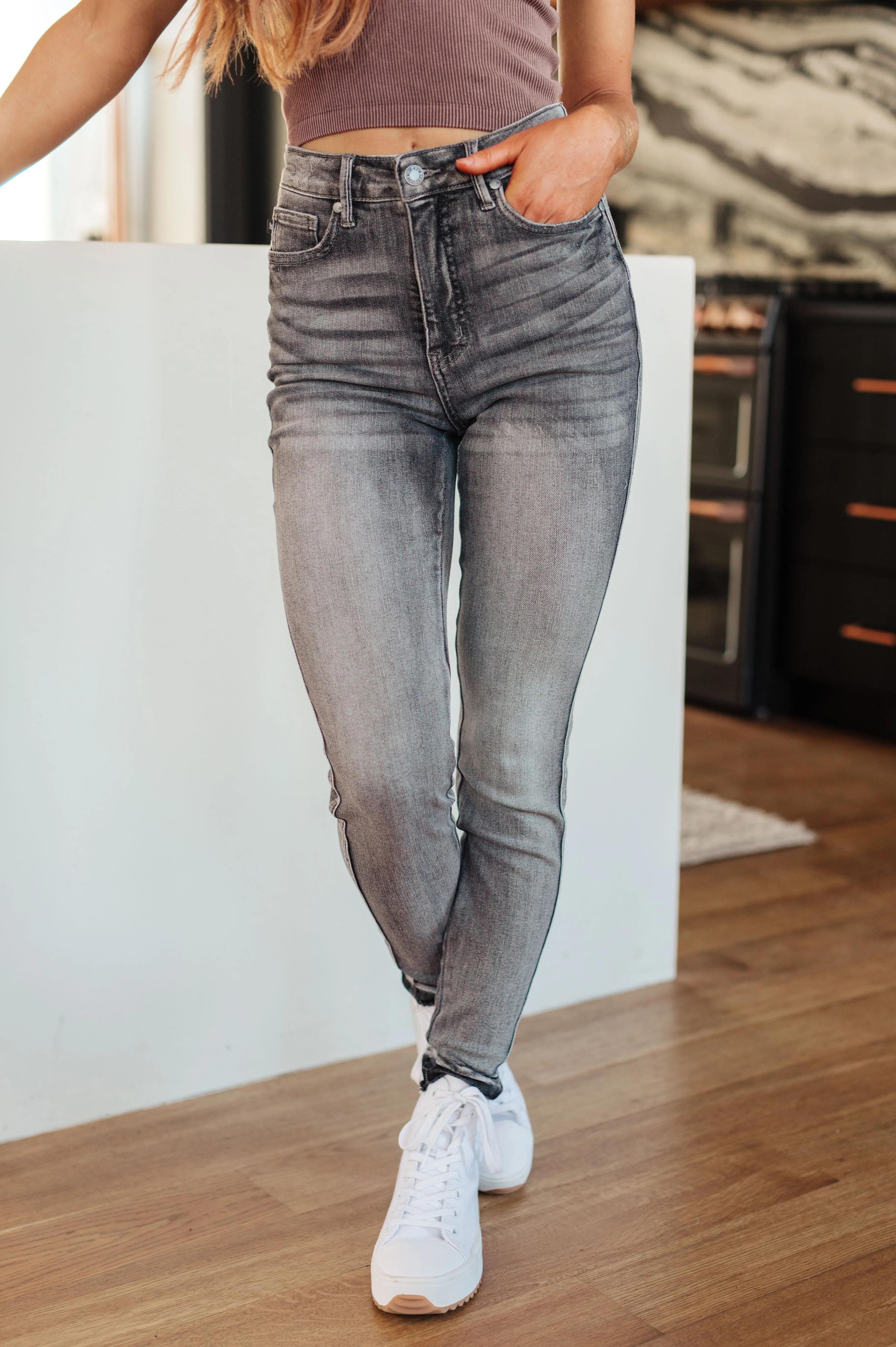Hang In There High Rise Control Top Release Hem Skinny