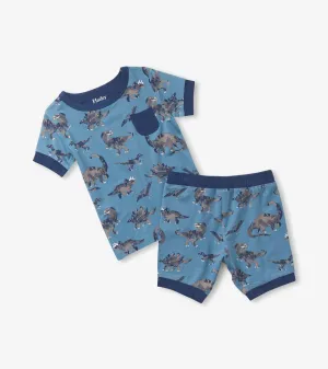 Hatley Broken Dino Stamp Bamboo Summer Pyjamas
