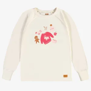Haut de pyjama crème avec imprimé en jersey, adulte || Cream pajama top with print in jersey, adult