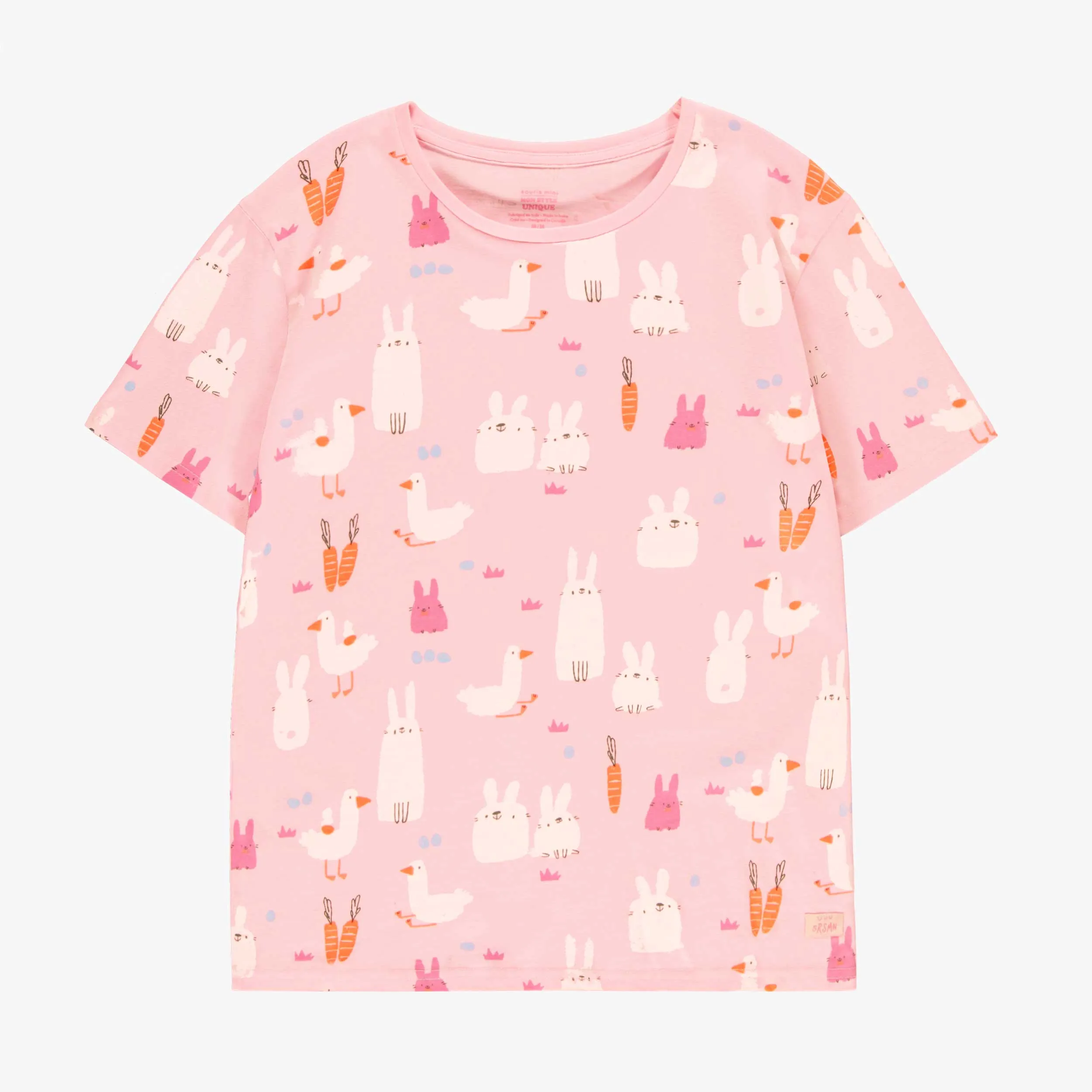 Haut de pyjama rose à motifs de Pâques, adulte || Pink pajama top with Easter all over print, adult