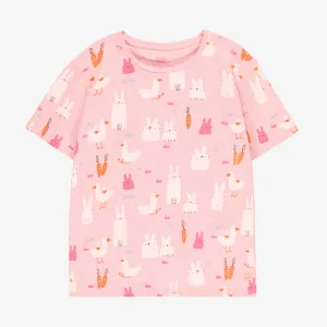 Haut de pyjama rose à motifs de Pâques, adulte || Pink pajama top with Easter all over print, adult