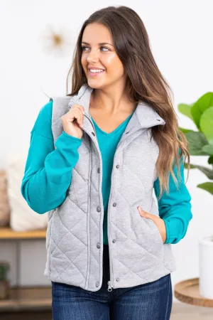 Heather Grey Diamond Quilted Vest