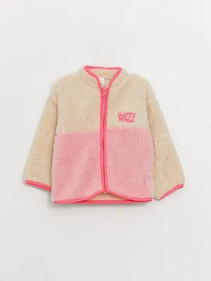 High Collar Color Blocked Fleece Baby Girl Zipper Sweatshirt