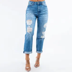 High Waist Boyfriend Jeans