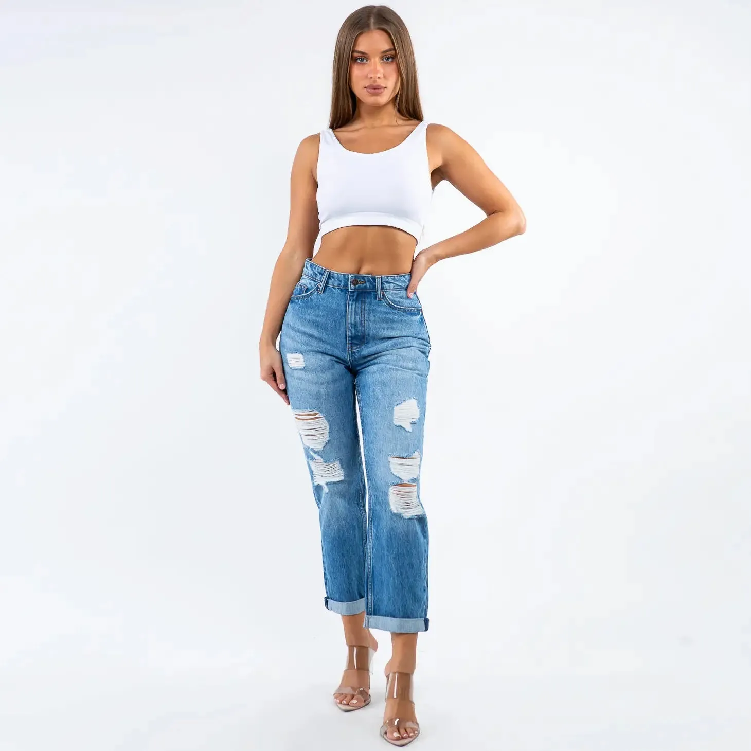 High Waist Boyfriend Jeans