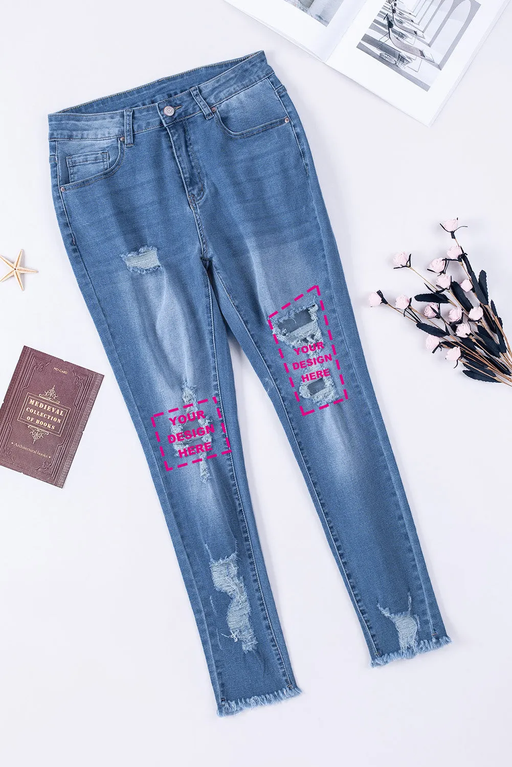 High Waist Distressed Skinny Jeans