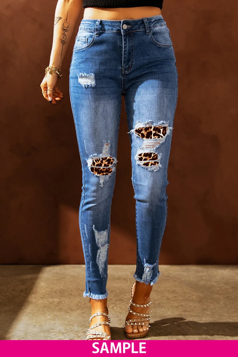 High Waist Distressed Skinny Jeans