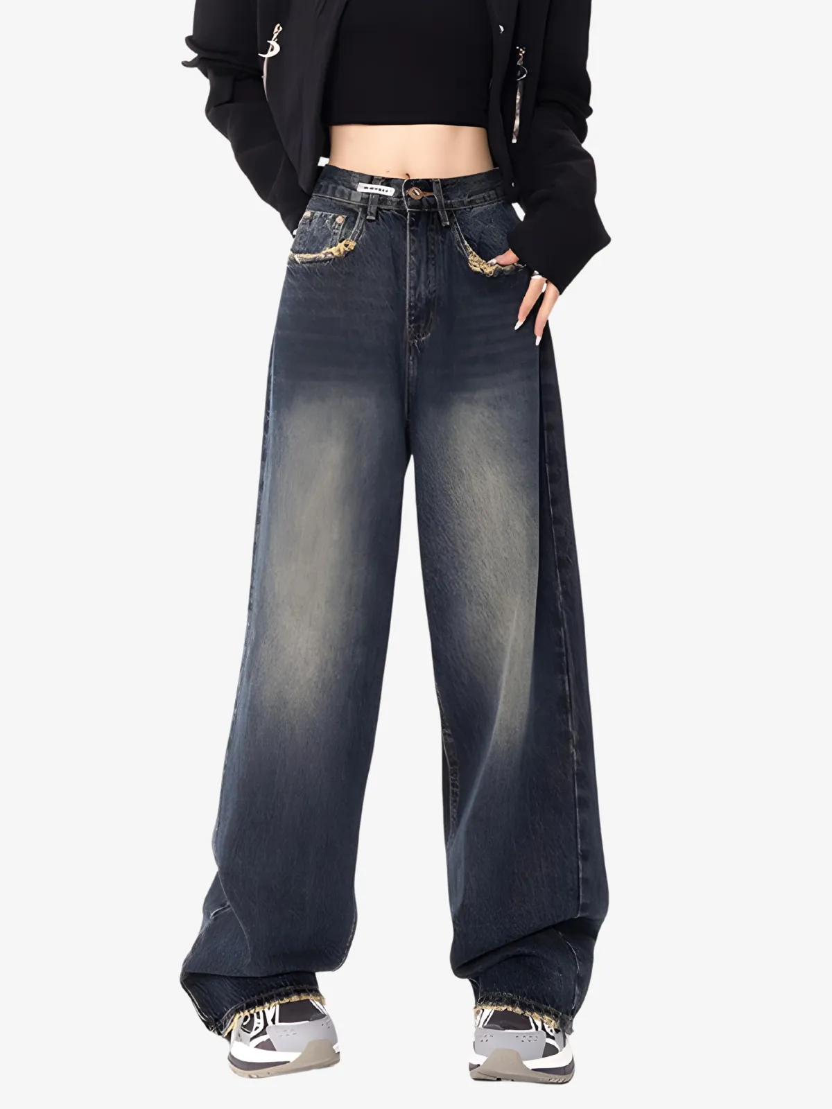 HIGH WAIST DRAPE JEANS