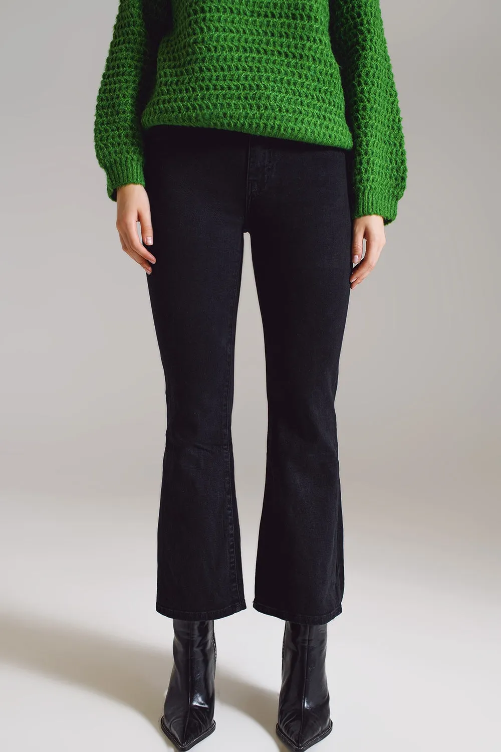 High waist flare jeans in black