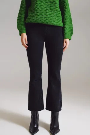 High waist flare jeans in black
