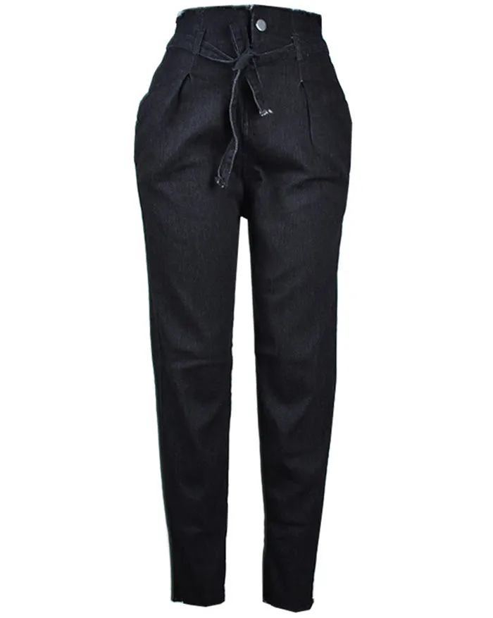 High Waist Front Tied Denim Jeans