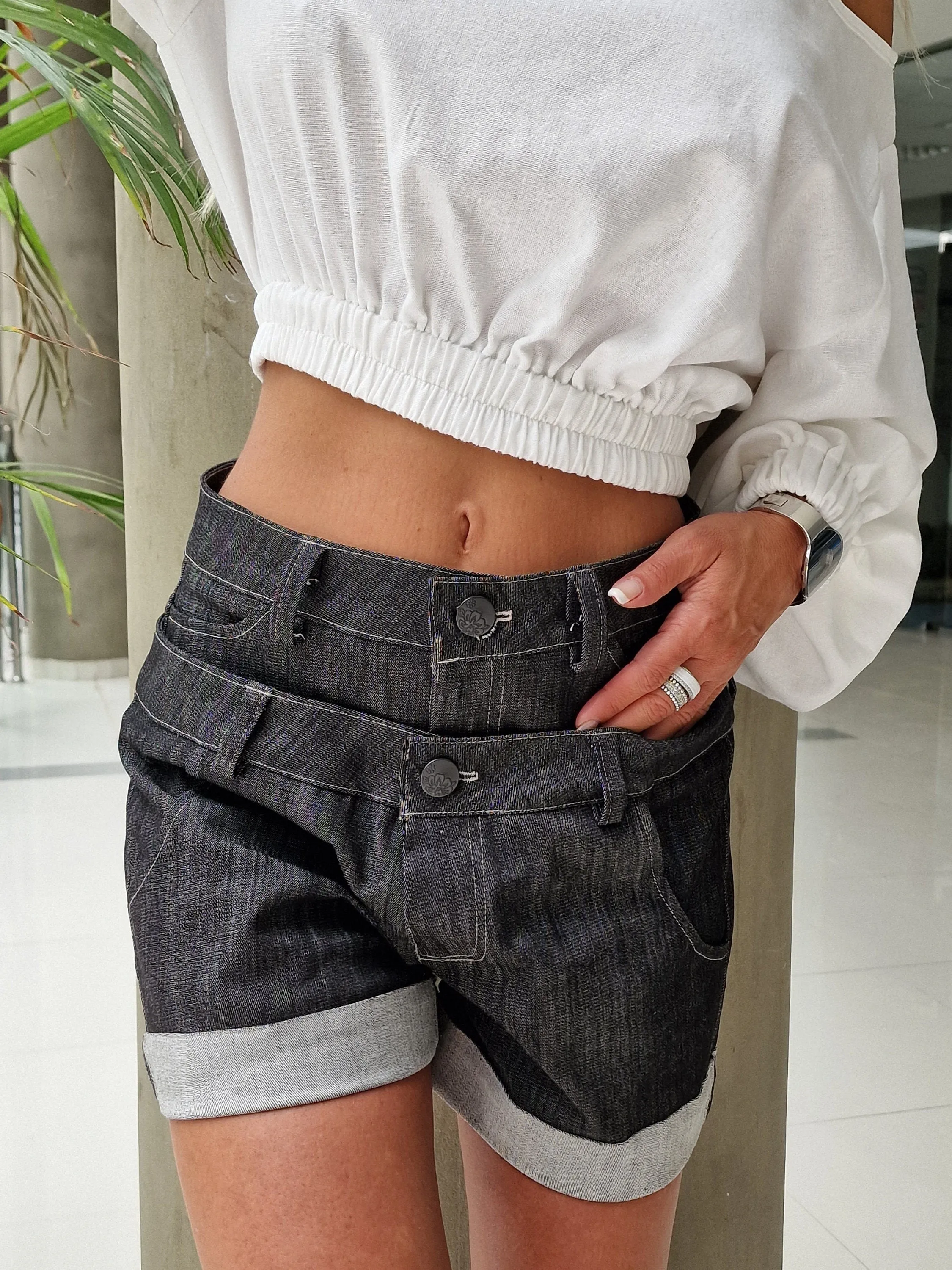 High Waist Shorts,Double Belt Shorts, Short Jeans, Avant-garde Pants, Extravagant Short Pants, Party Pants, Sexy Shorts, Women Jeans