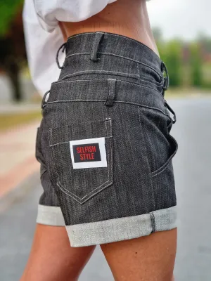 High Waist Shorts,Double Belt Shorts, Short Jeans, Avant-garde Pants, Extravagant Short Pants, Party Pants, Sexy Shorts, Women Jeans