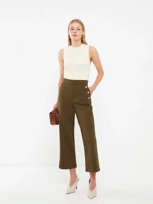 High Waist Slim Fit Straight Women Trousers