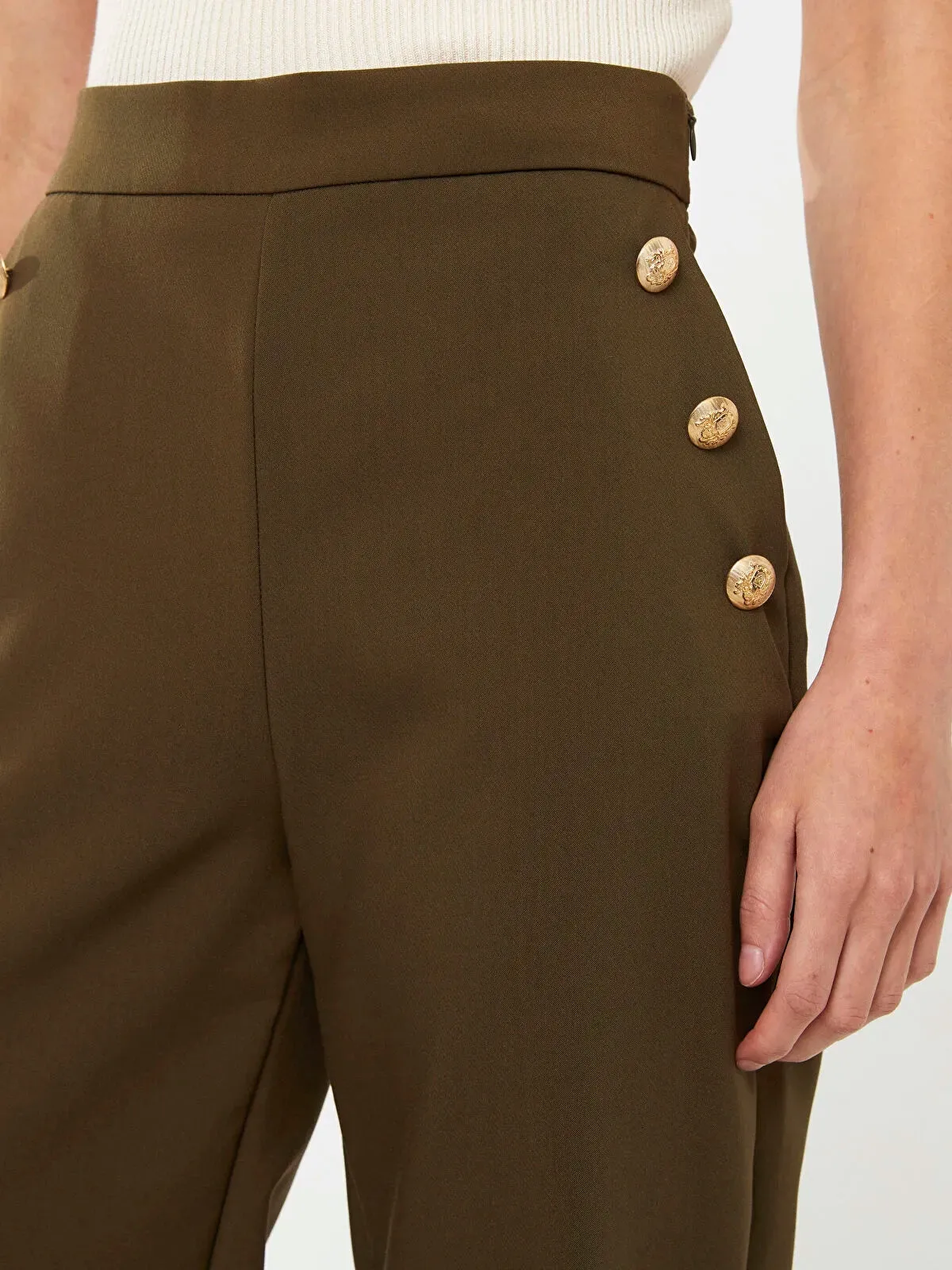 High Waist Slim Fit Straight Women Trousers
