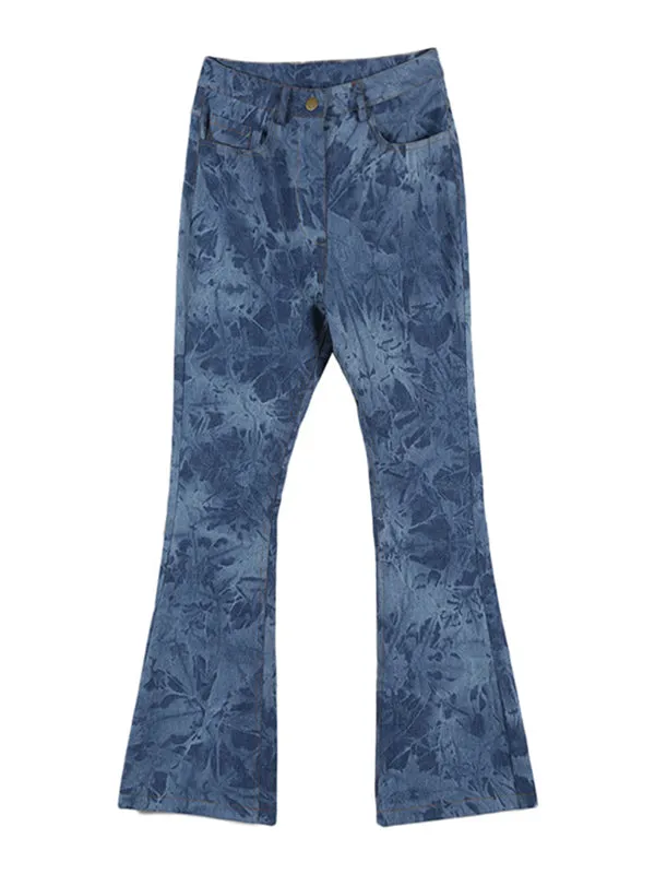 High Waist Tie-Dye Flare Jeans