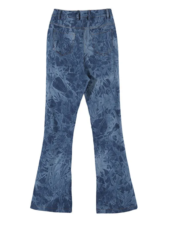 High Waist Tie-Dye Flare Jeans