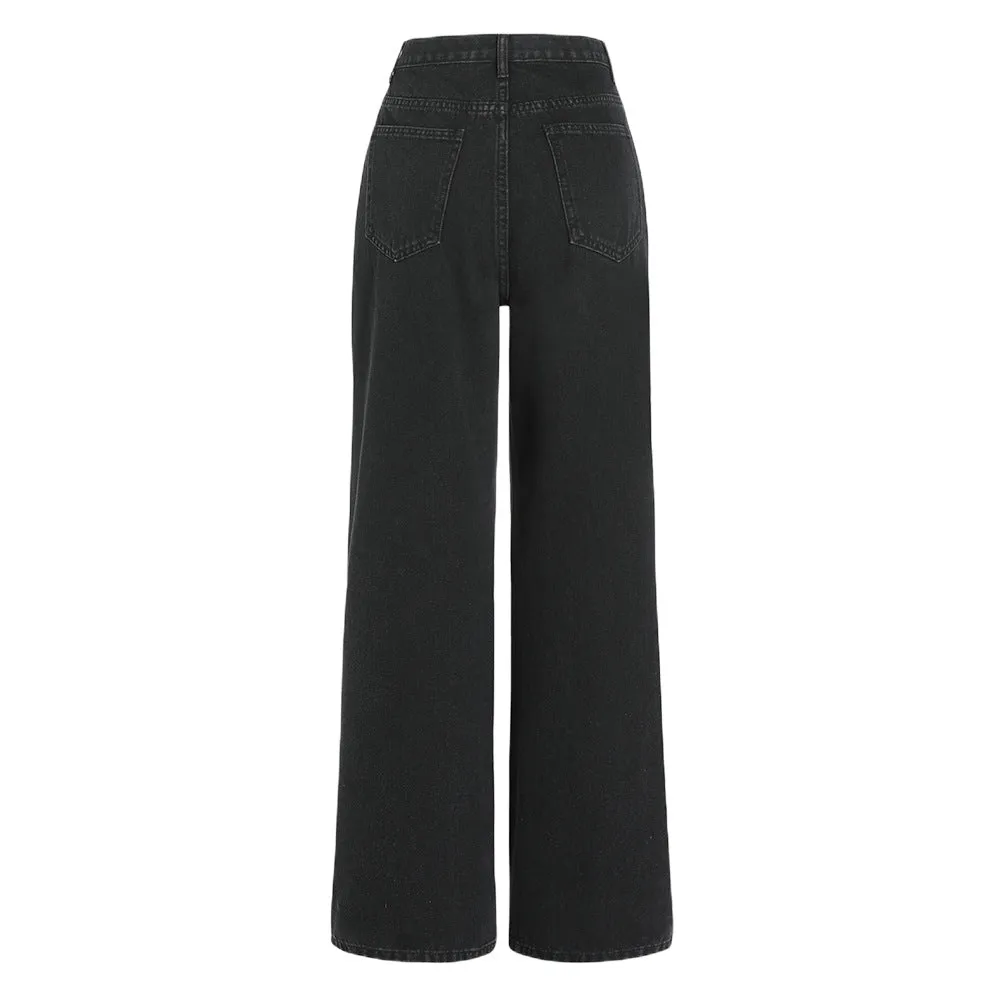High Waist Wide Leg Ripped Jeans