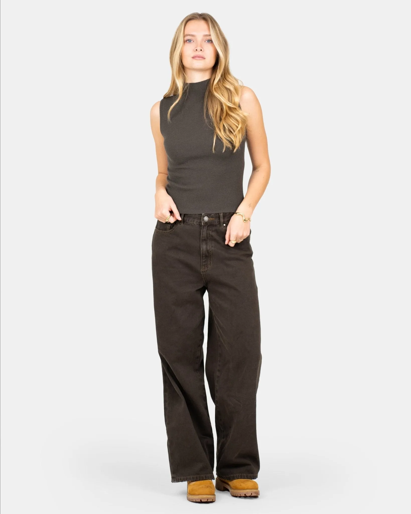 Highneck Knitted Top Grey