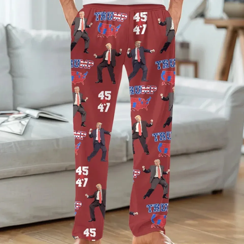 Holiday Lights Shine On A Familiar Political Face - US Elections Pajama Pants - Gift For Conservative Supporters